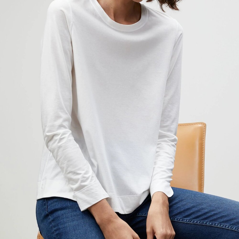 Cotton Jersey Modern Long Sleeve Tee Size Medium TAN not White Basic Staple